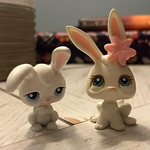 authentic littlest pet shop bunny #49 and rabbit #3